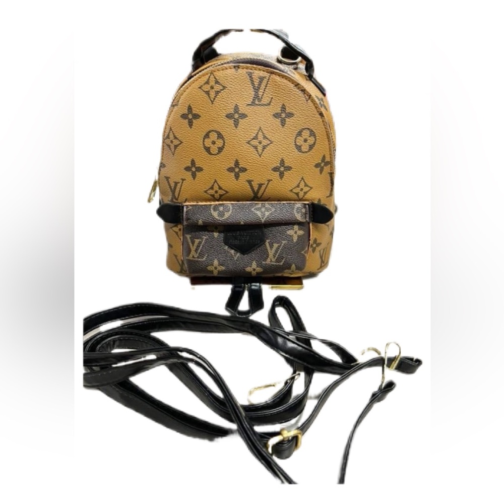Brown and Black Women's Mini Backpack